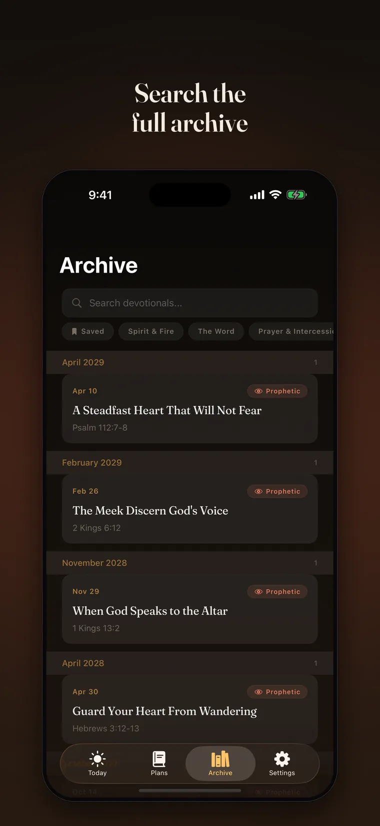 The archive of past devotionals